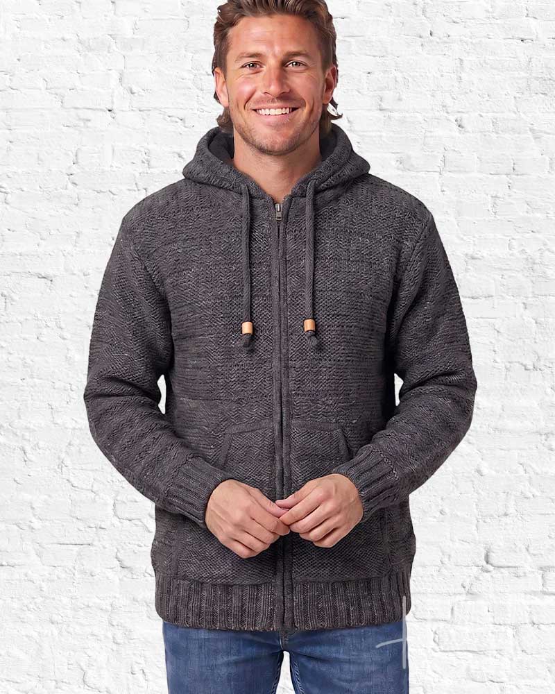 New Zealand wool sweater in charcoal
