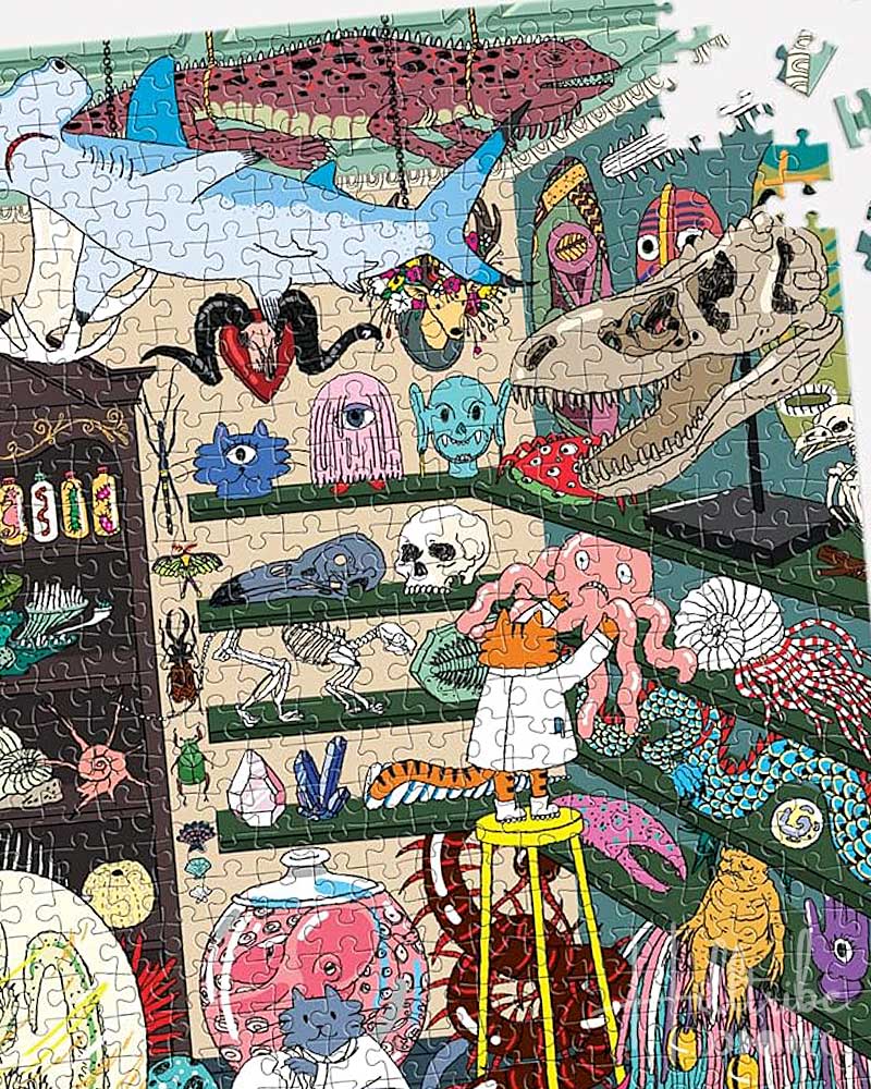 Colorful and detailed artwork with various elements on a white background