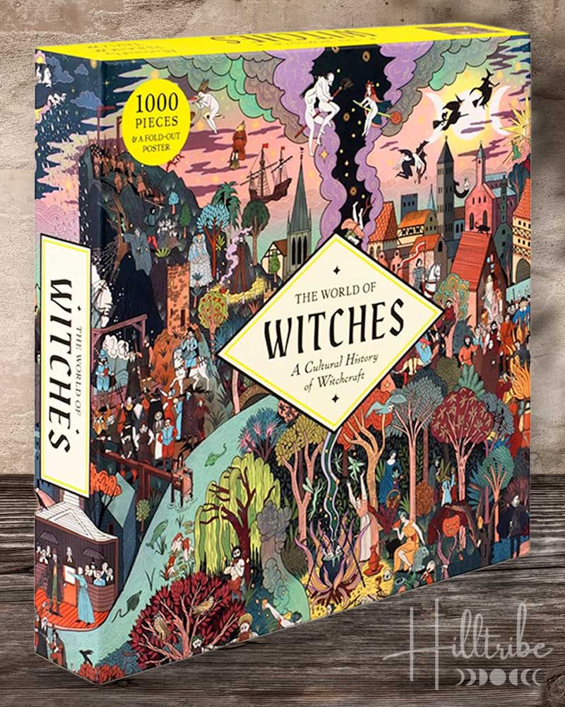 Cover of 'The World of Witches' book with colorful illustration of witches and village.