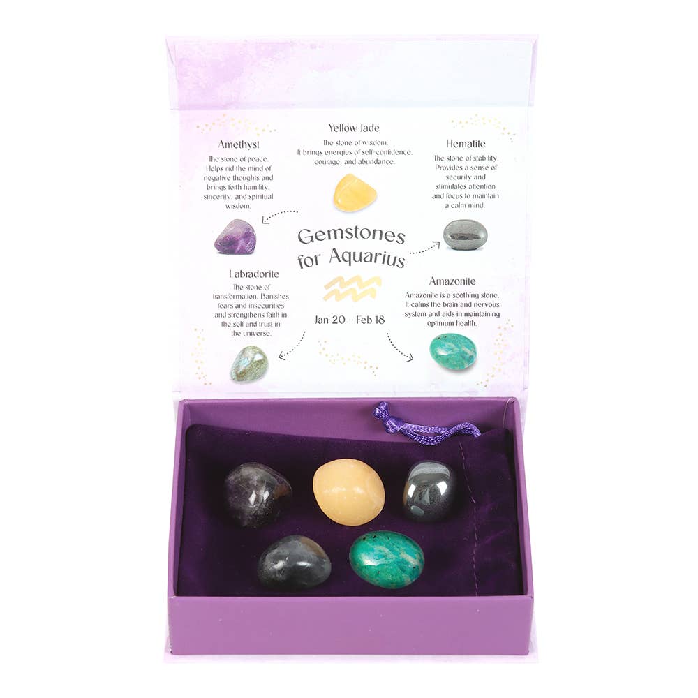 Aquarius Zodiac Crystal Tumblestone Set from Hilltribe Ontario