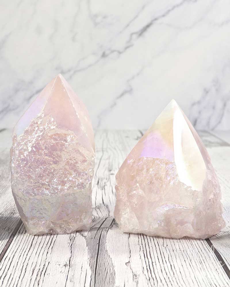 Pink Aura Rose Quartz Point Base Cut from Hilltribe Ontario