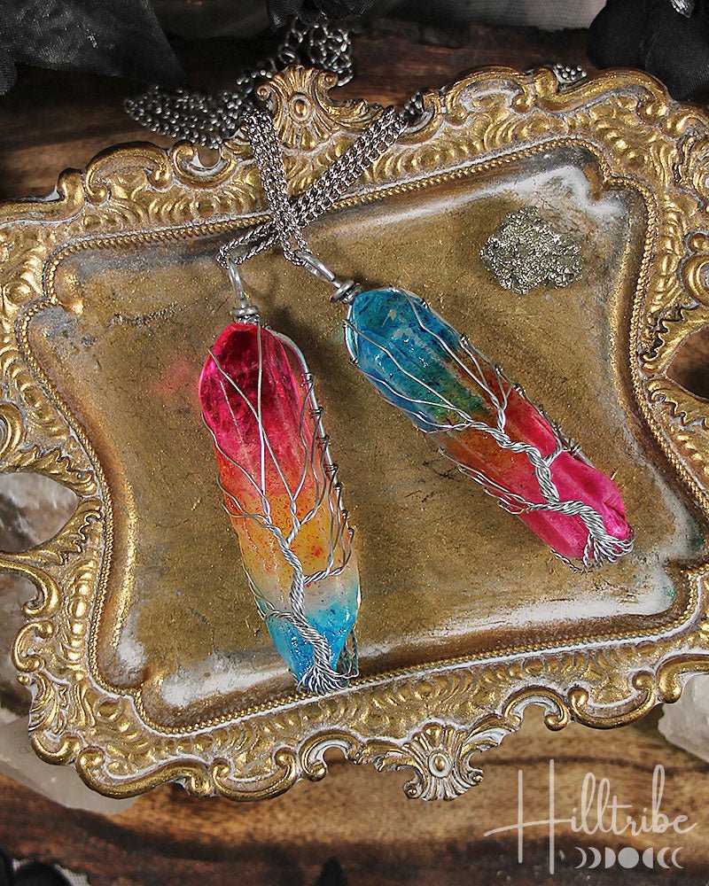 Wire Wrapped Rainbow Crystal Tree Necklace from Hilltribe Ontario