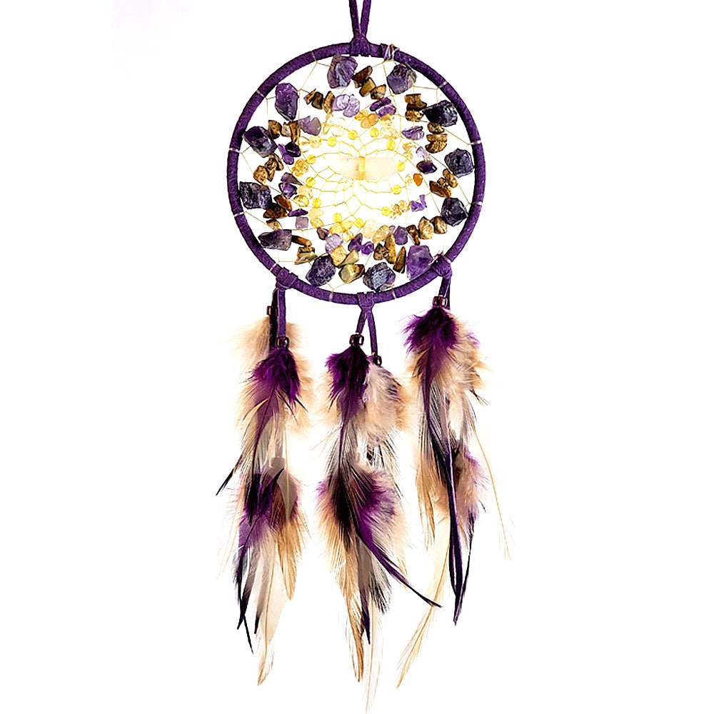 Amethyst Gemstone Medley Vision Seeker Dreamcatcher 4" from Hilltribe Ontario