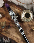 Amethyst Point + Silver Triple Moon Magick Wand from Hilltribe Ontario