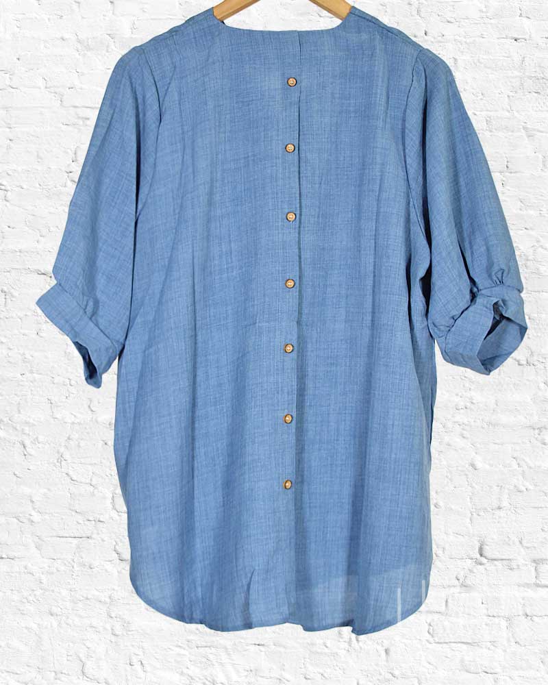 Blue Back Button Elena Blouse from Hilltribe Ontario