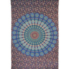 Blue Peacock Mandala Cotton Tapestry from Hilltribe Ontario