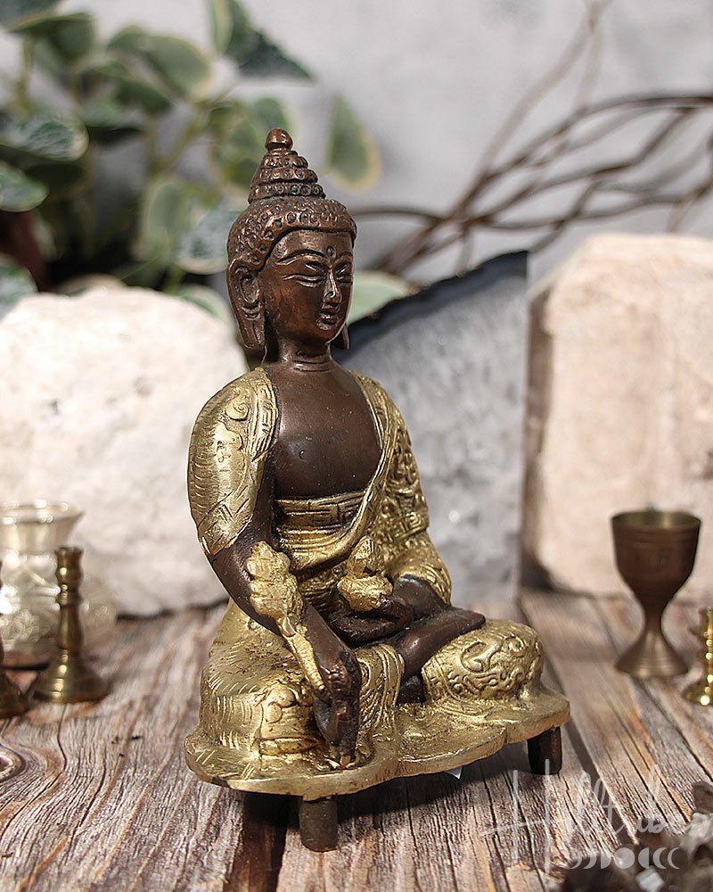 Brass + Copper Medicine Buddha Murti 6" from Hilltribe Ontario