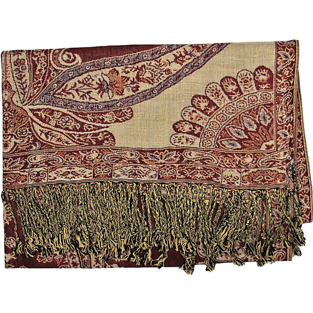 Burgundy Paisley Print Pashmina from Hilltribe Ontario
