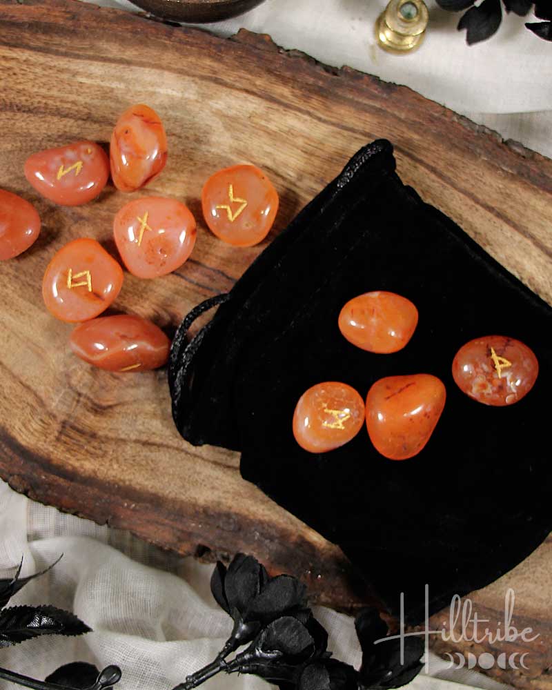 Carnelian Crystal Rune Set from Hilltribe Ontario