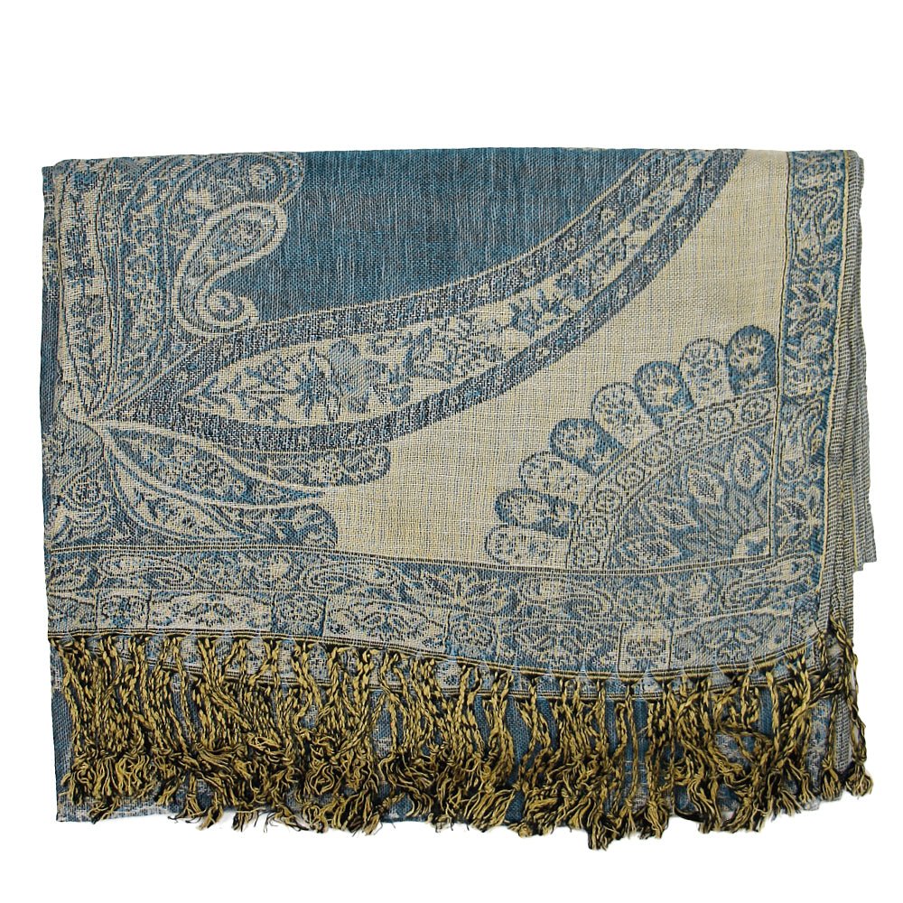 Denim Paisley Print Pashmina from Hilltribe Ontario