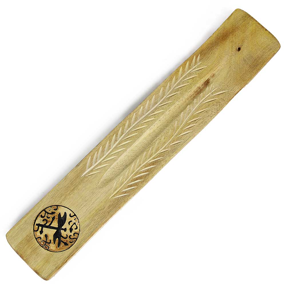 Etched Dragonfly Wide Wooden Incense Holder from Hilltribe Ontario