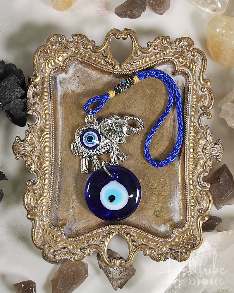 Evil Eye + Elephant Protection Hanging Talisman from Hilltribe Ontario