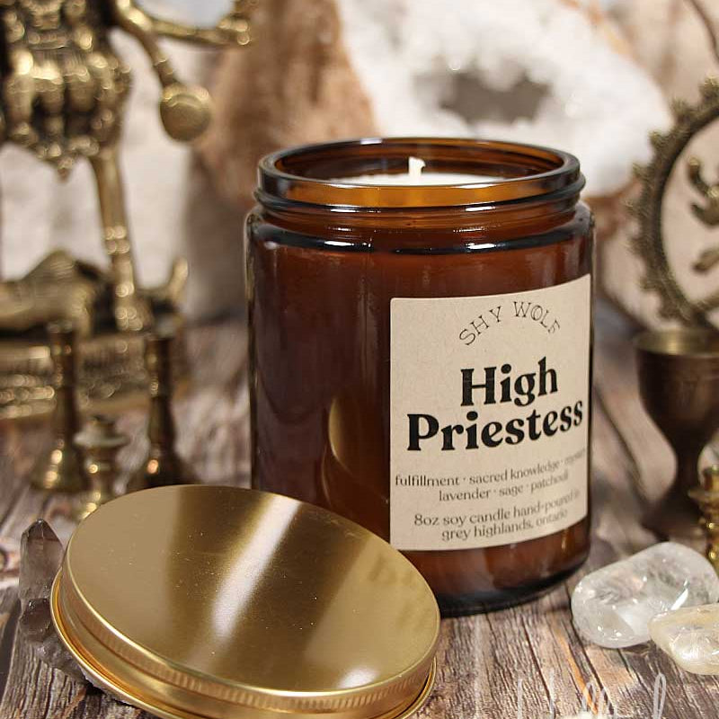 High Priestess Shy Wolf Candle from Hilltribe Ontario