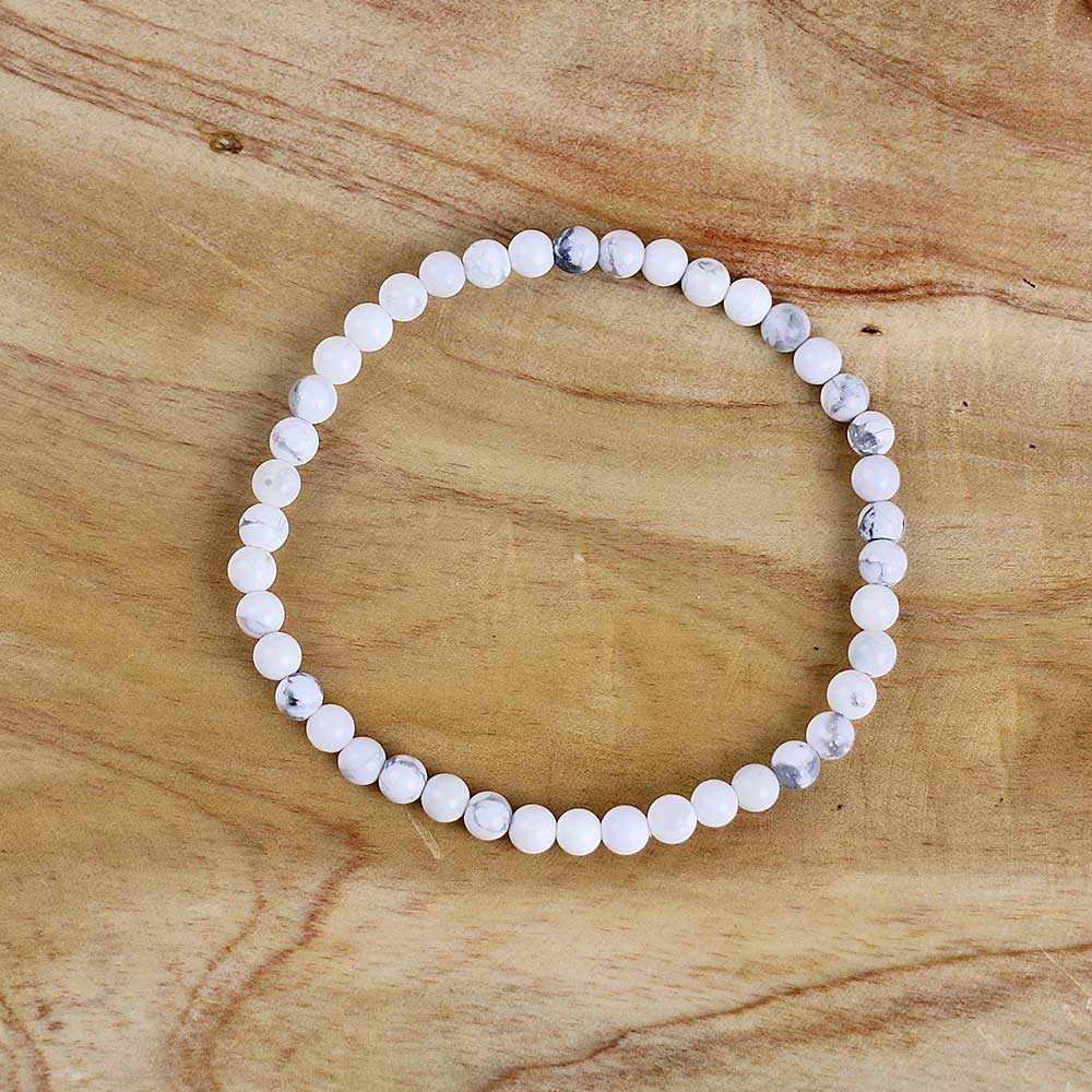 Howlite Gemstone Power Bracelet 4mm from Hilltribe Ontario