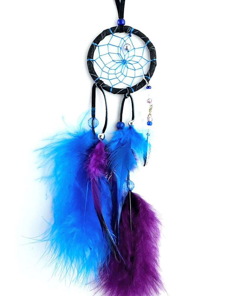 Magical Gemstone Black Leather Dreamcatcher 2" from Hilltribe Ontario