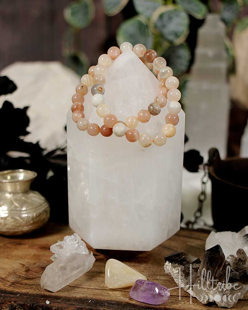 Moonstone Gemstone Power Bracelet 8mm from Hilltribe Ontario