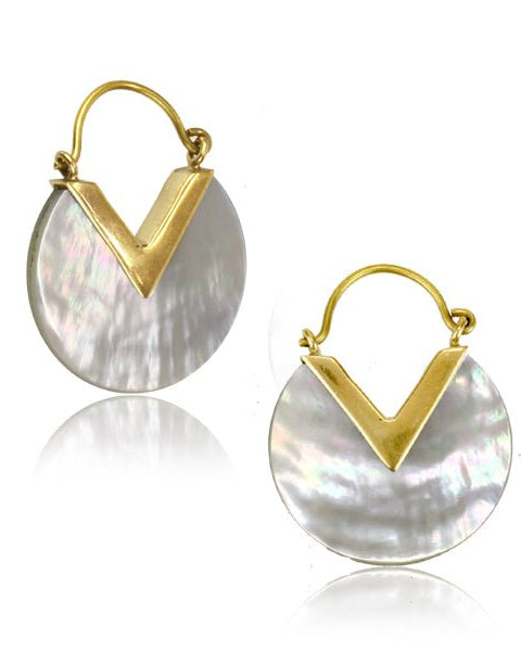 Mother of Pearl & Brass Earrings from Hilltribe Ontario