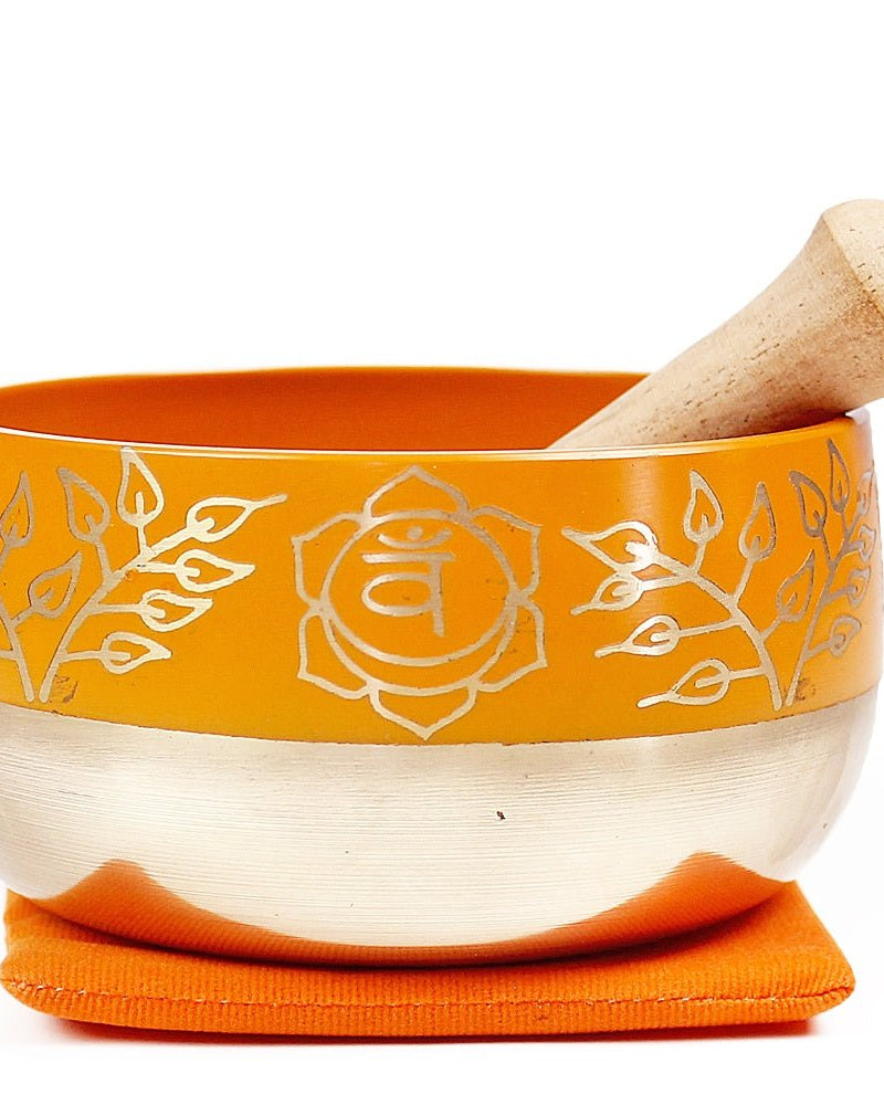 Navel/Sacral Chakra (Orange) Singing Bowl Gift Set Medium from Hilltribe Ontario