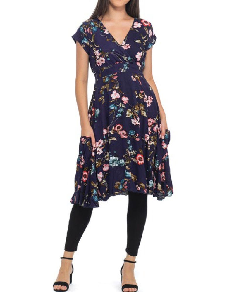 Navy Flower Swing Dress from Hilltribe Ontario