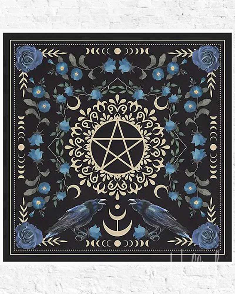 Pentacle + Raven Altar Cloth from Hilltribe Ontario