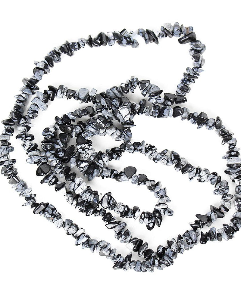 Purity Snowflake Obsidian Chip Necklace 36" from Hilltribe Ontario