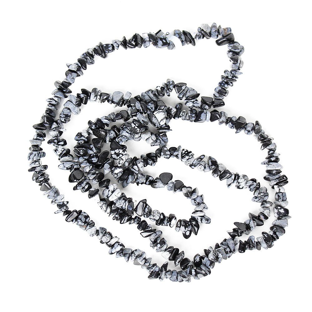 Purity Snowflake Obsidian Chip Necklace 36" from Hilltribe Ontario