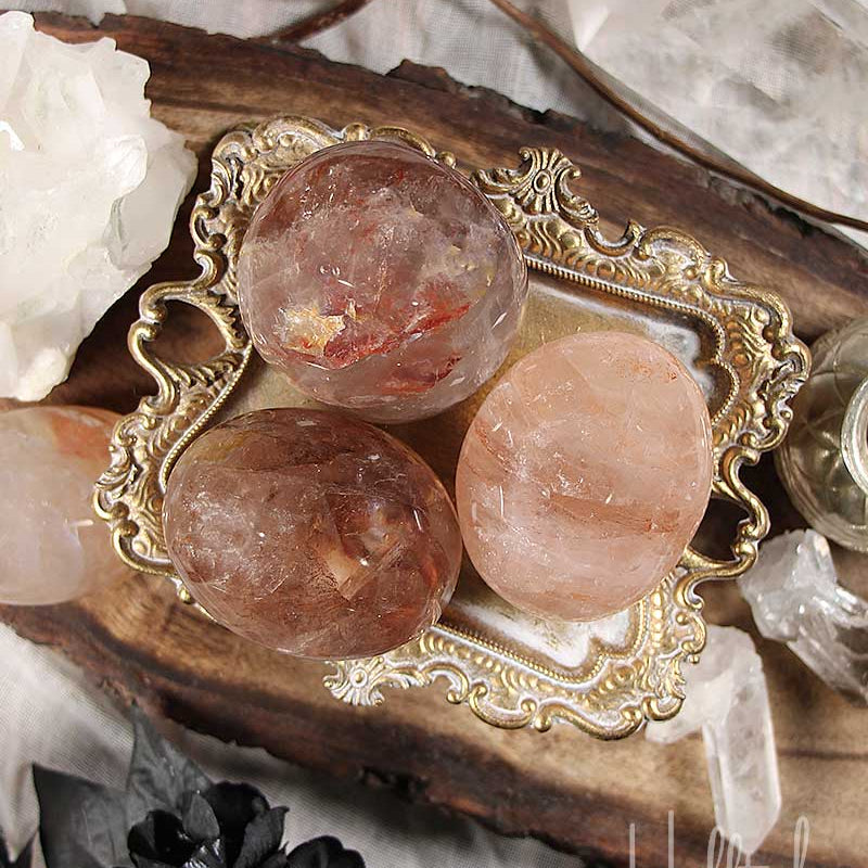 Red Hematoid Quartz Palm Stone from Hilltribe Ontario