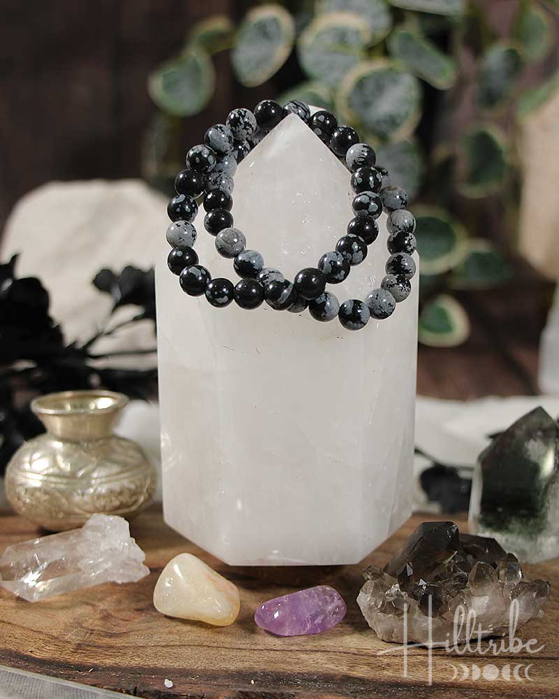 Snowflake Obsidian Gemstone Power Bracelet 8mm from Hilltribe Ontario