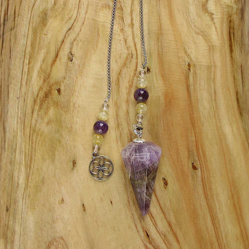 Super Seven and Seed of Life Pendulum from Hilltribe Ontario