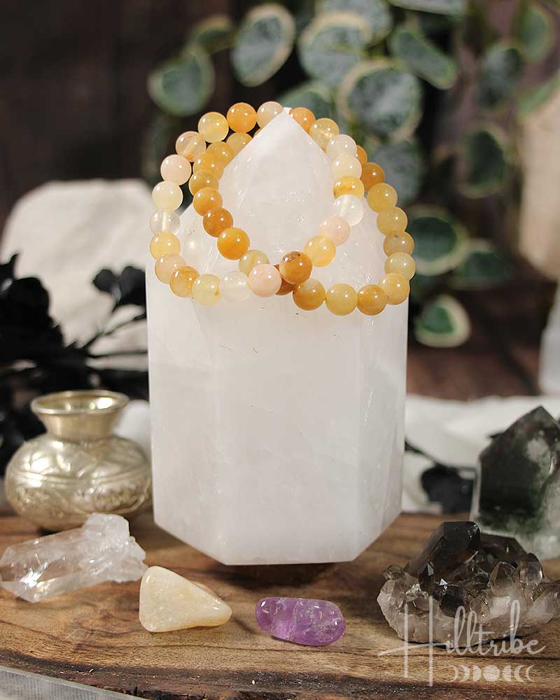 Yellow Jade Gemstone Power Bracelet 8mm from Hilltribe Ontario