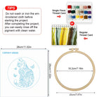 Embroidery hoop with thread cards and color swatch on a white background