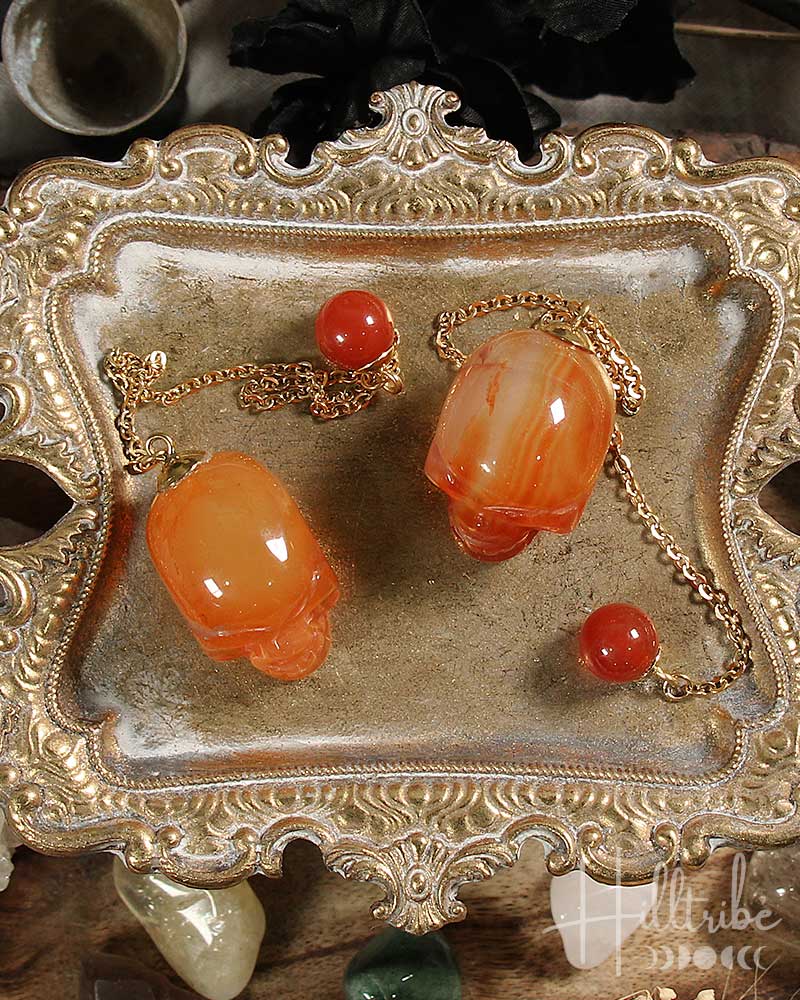 Crystal Skull Pendulum Carnelian