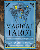 Book cover of 'Magical Tarot' by Madame Pamita with tarot card design on a blue background.