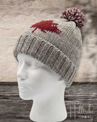 Knit toque with maple leaf design 