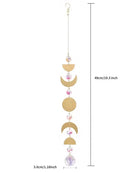 Decorative hanging chain with geometric shapes and measurements on a white background