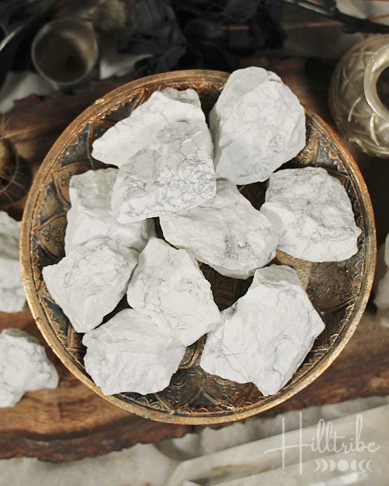 Raw Howlite gemstone pieces