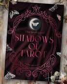 Tarot Spread Journal titled 'Shadows of Tarot' by Emma Howard on a dark background with butterfly illustrations.
