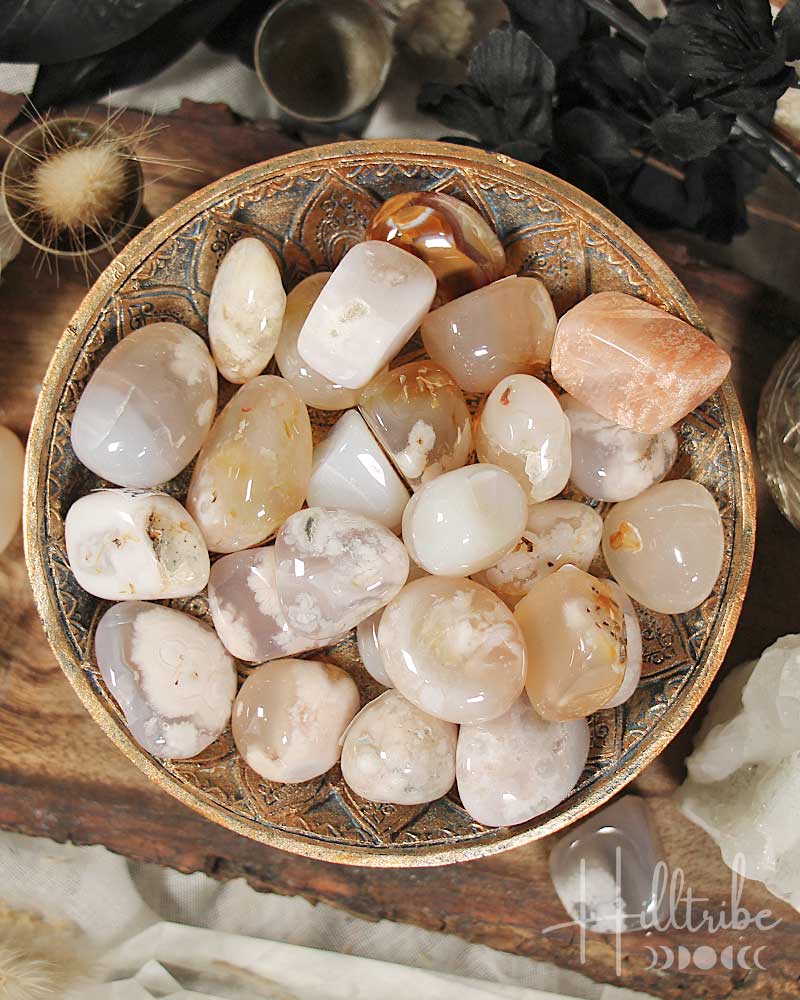 Tumbled Flower Agate crystals