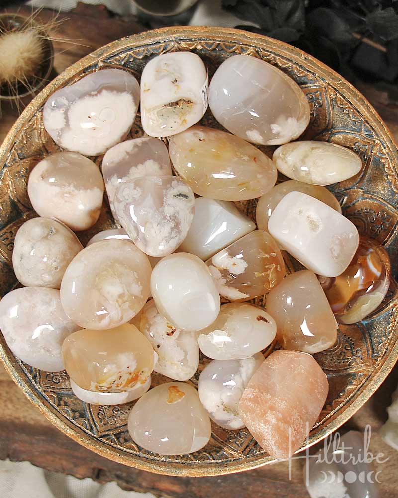 Tumbled Flower Agate crystals