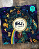 Jigsaw puzzle box cover featuring Norse mythology with colorful illustrations and a rainbow.