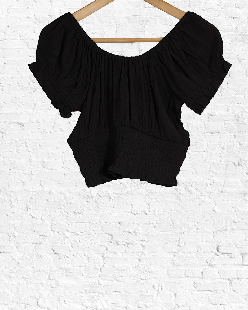 Black Crepe Crop Top from Hilltribe Ontario