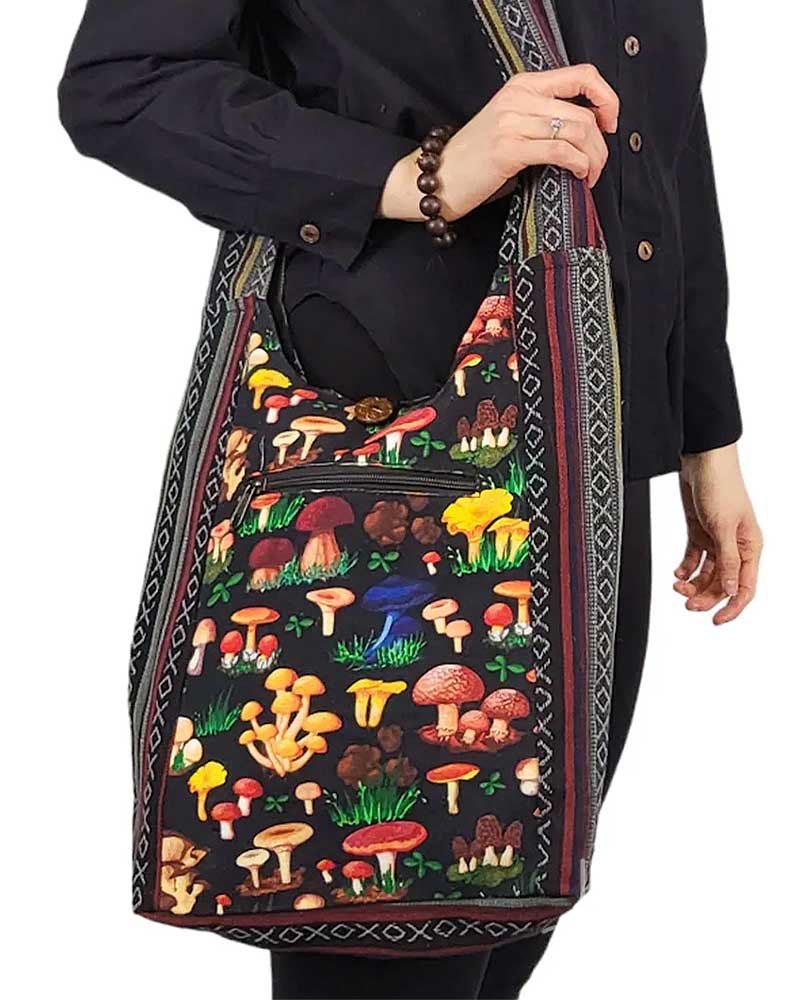 Black Mandu Mushroom Shoulder Bag from Hilltribe Ontario