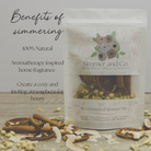 Simmer and Co. simmer mix packaging with ingredients on a wooden surface
