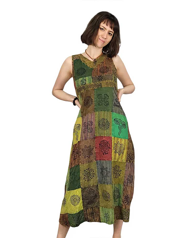 Green Patch Enya Dress from Hilltribe Ontario
