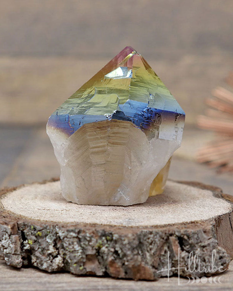 Rainbow Aura Quartz Crystal Base Cut Points Rainbow Aura Quartz Crystal Base Cut Points
