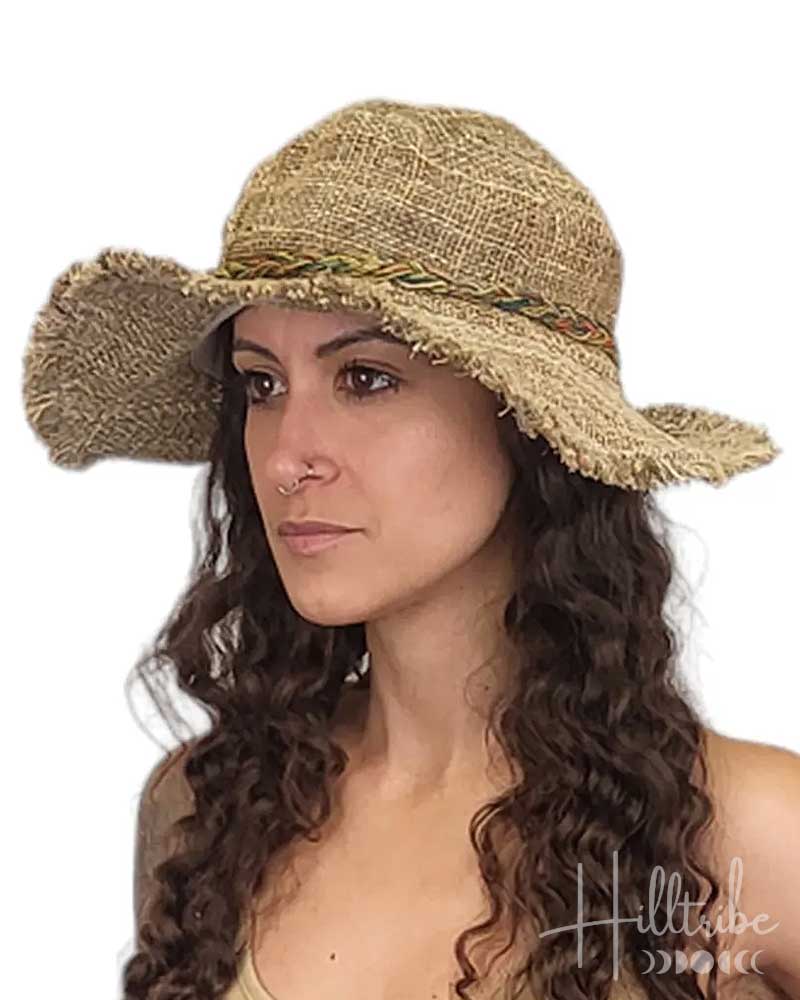 Natural Tamarindo Wire Rim Fringe Hat from Hilltribe Ontario