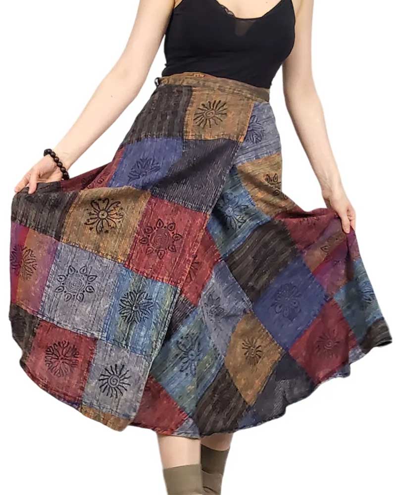 Patchouli Patch Wrap Skirt from Hilltribe Ontario