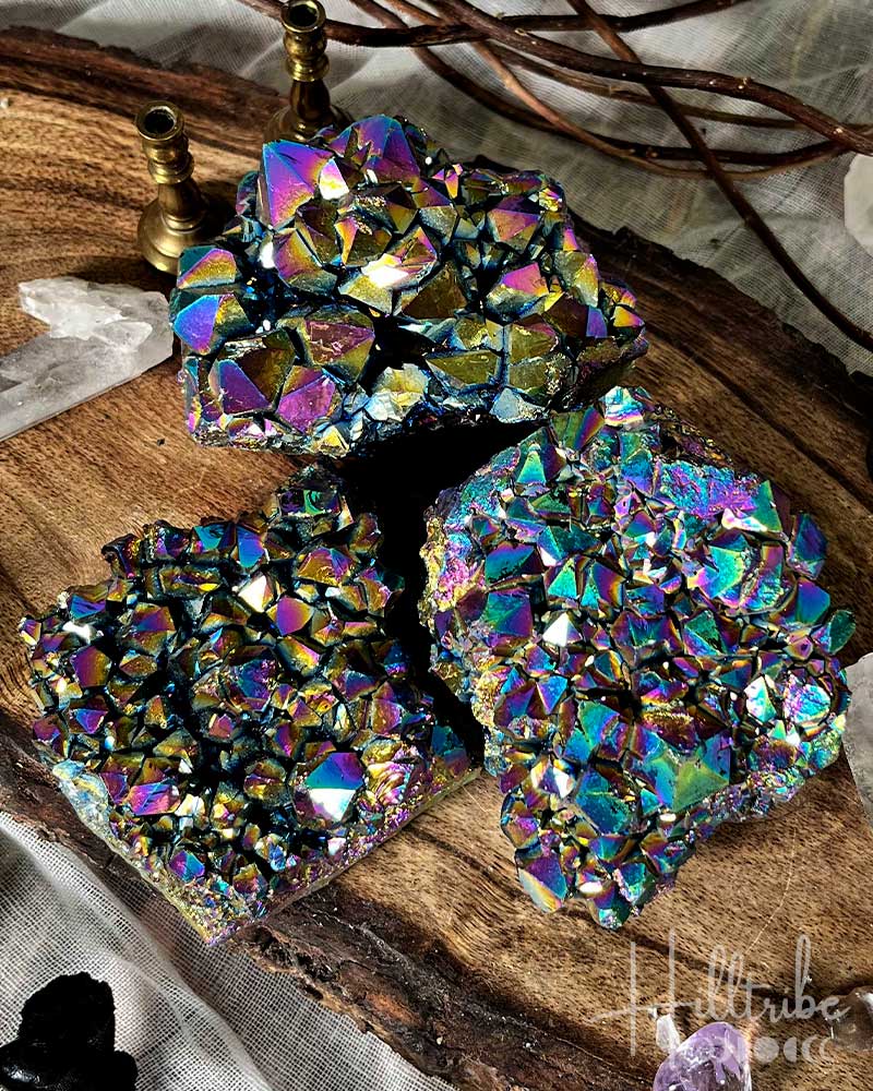 Rainbow Aura Amethyst Cluster Large from Hilltribe Ontario