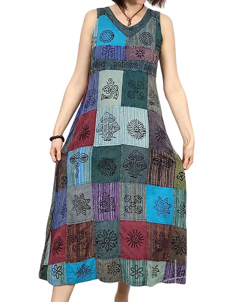 Teal Patch Enya Dress from Hilltribe Ontario