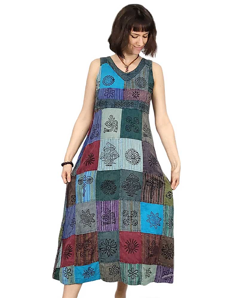 Teal Patch Enya Dress from Hilltribe Ontario